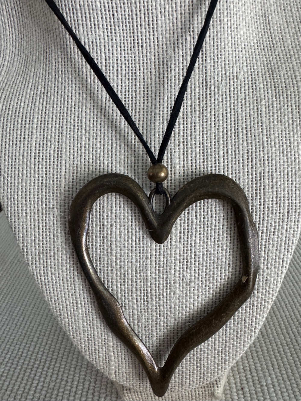 Large Heart Pendant Necklace in Antique Bronze